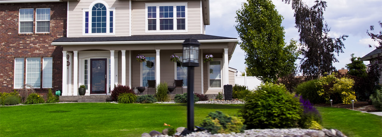 White siding on house.