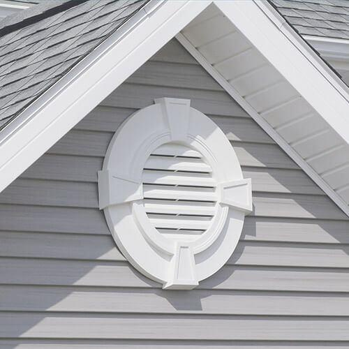 Close up view of architectural design on a home
