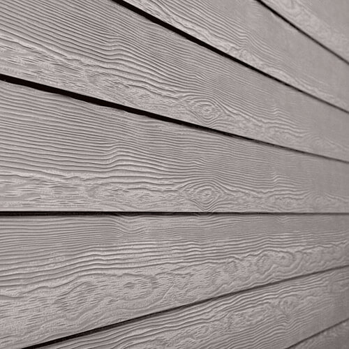 Close up of fibre cement siding on a home
