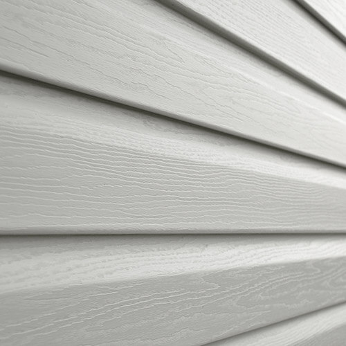 Zoomed in view of vinyl siding on a house