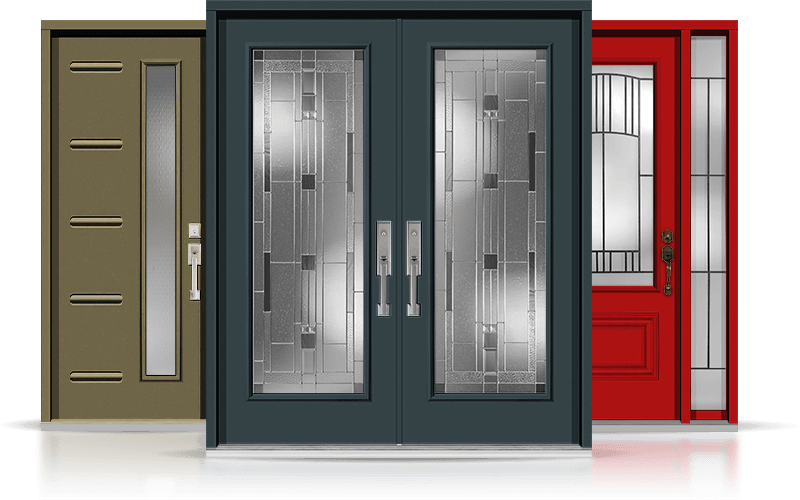 Three custom front entry doors from Beverley Hills Windows and Doors.