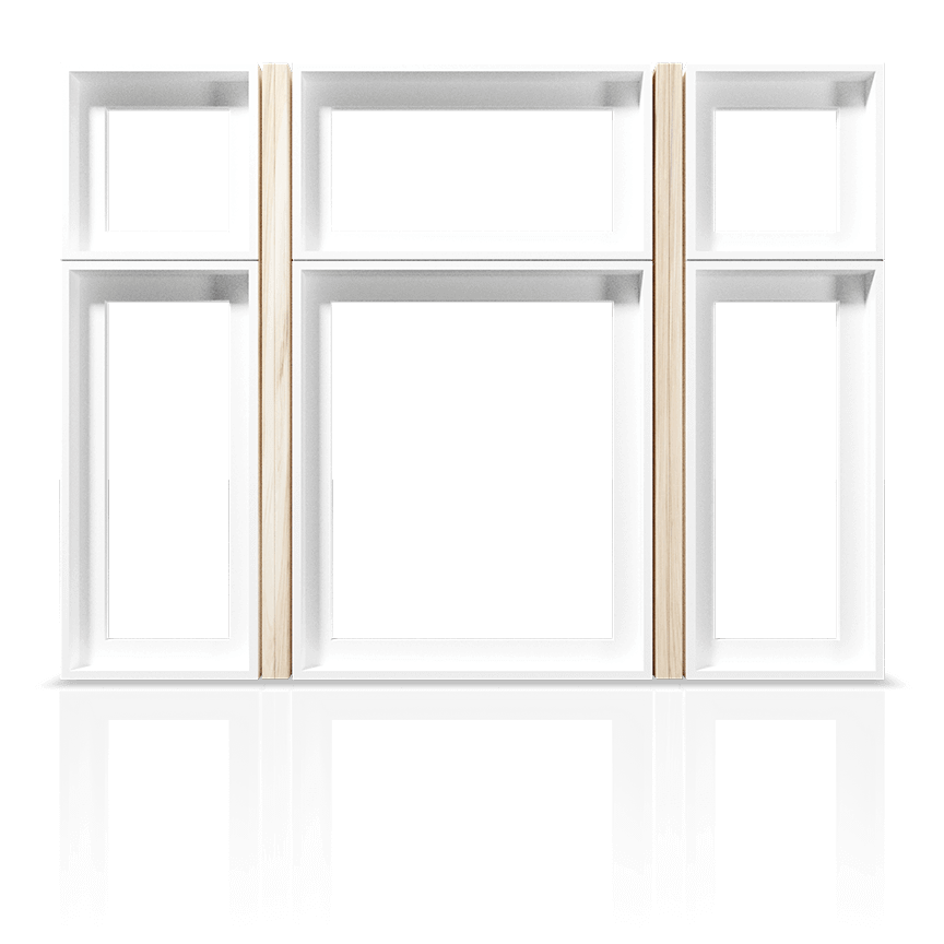 An example of a standard hollow-chamber PVC Window showing the frame and mullion only.