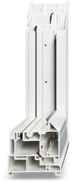 A front view of a traditional PVC window